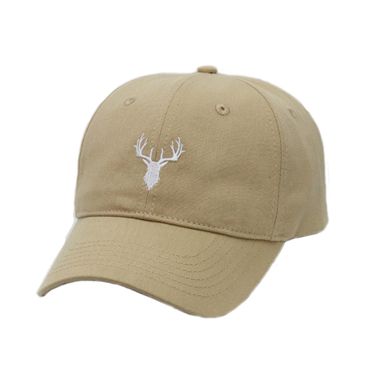 Embroidered Deer Adjustable Baseball Cap Solid Color All-match Peaked Cap(Khaki)