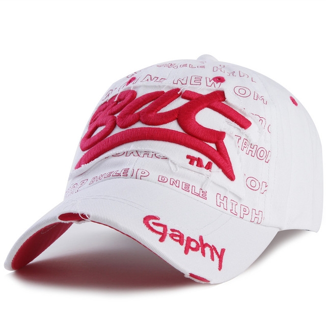 Embroidery Letter Pattern Adjustable Curved Eaves Baseball Cap, Head Circumference: 54-62cm(white red)