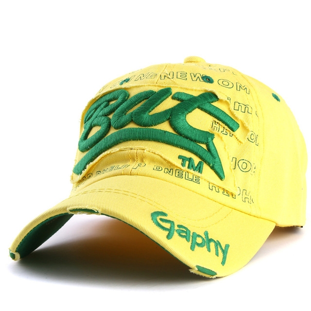 Embroidery Letter Pattern Adjustable Curved Eaves Baseball Cap, Head Circumference: 54-62cm(yellow green)