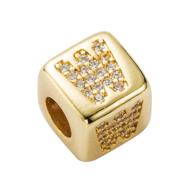 English Letter Beads Bracelet Brass Micro-inlaid Couple Red String Pull DIY Bracelet Jewelry, Style:W