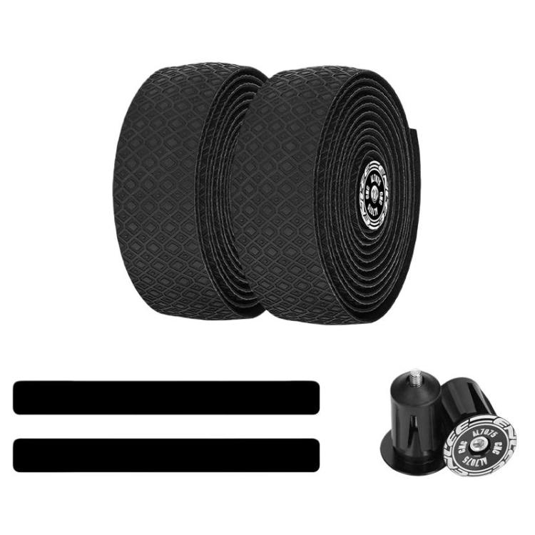 ENLEE Pro-X3 2pcs Road Bike Shock-Absorbing Handlebar Tape Anti-Slip Breathable Bicycle Bar Wrap(Black)