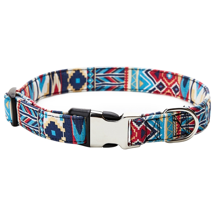 Ethnic Bohemian Floral Half Metal Buckle Dog Collar, Size: XL 2.5x70cm(Ethnic Strap)