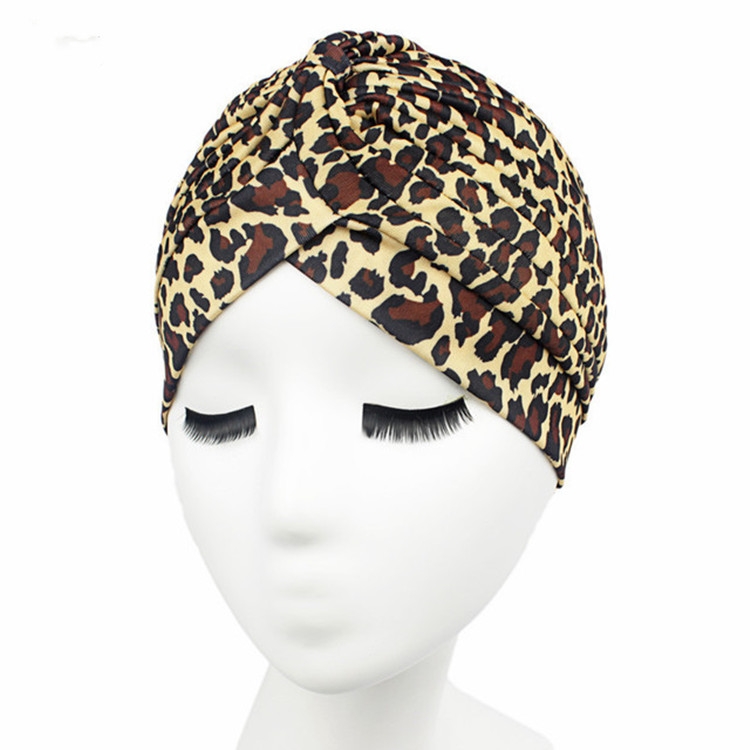 Ethnic Style Color Printing Turban Hat(Deep Leopard Print)