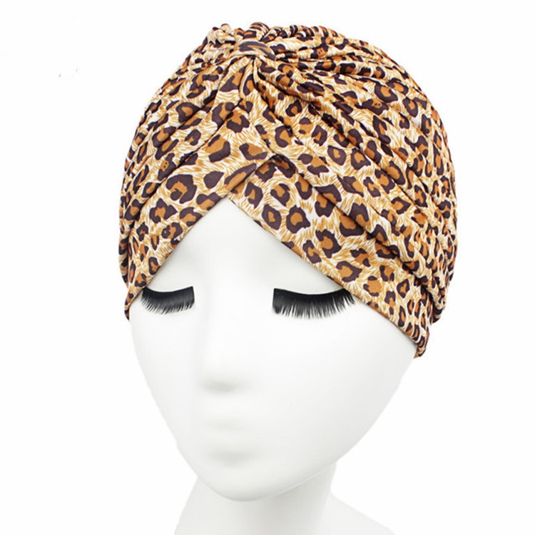Ethnic Style Color Printing Turban Hat(Light Leopard Print)