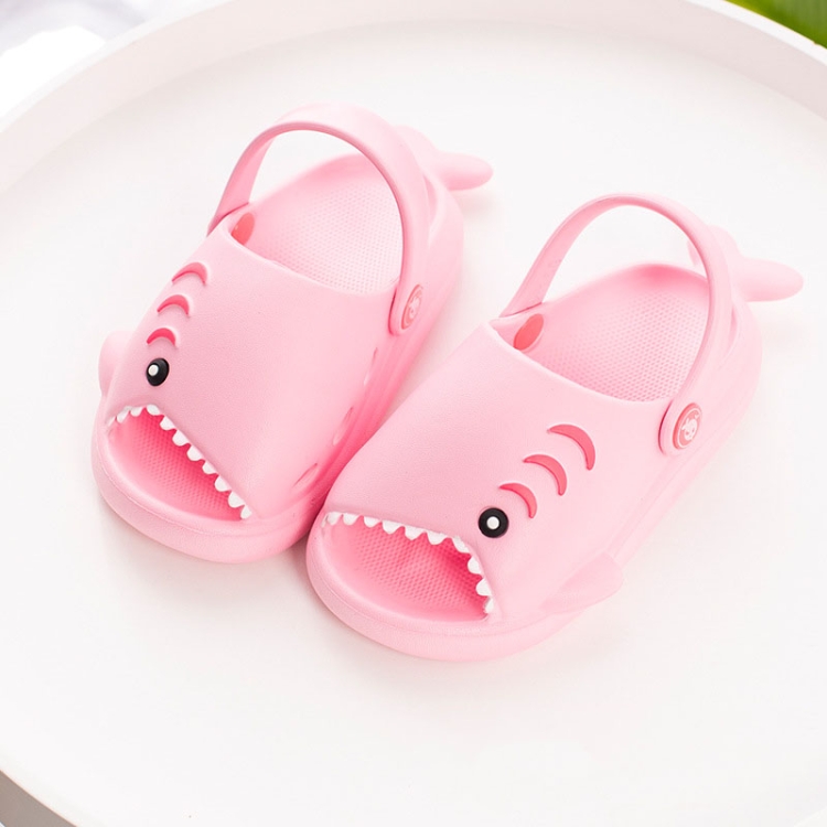 EVA Light Bottom Non-Slip Small Shark Slippers For Children, Size: 140(Pink)