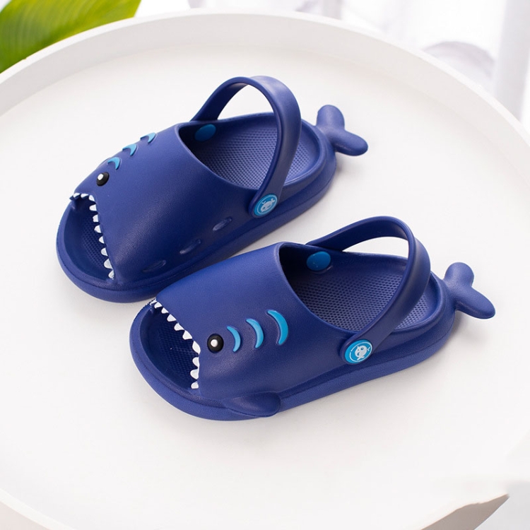 EVA Light Bottom Non-Slip Small Shark Slippers For Children, Size: 150(Navy Blue)