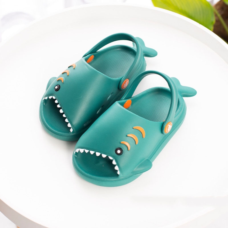 EVA Light Bottom Non-Slip Small Shark Slippers For Children, Size: 180(Dark Green)