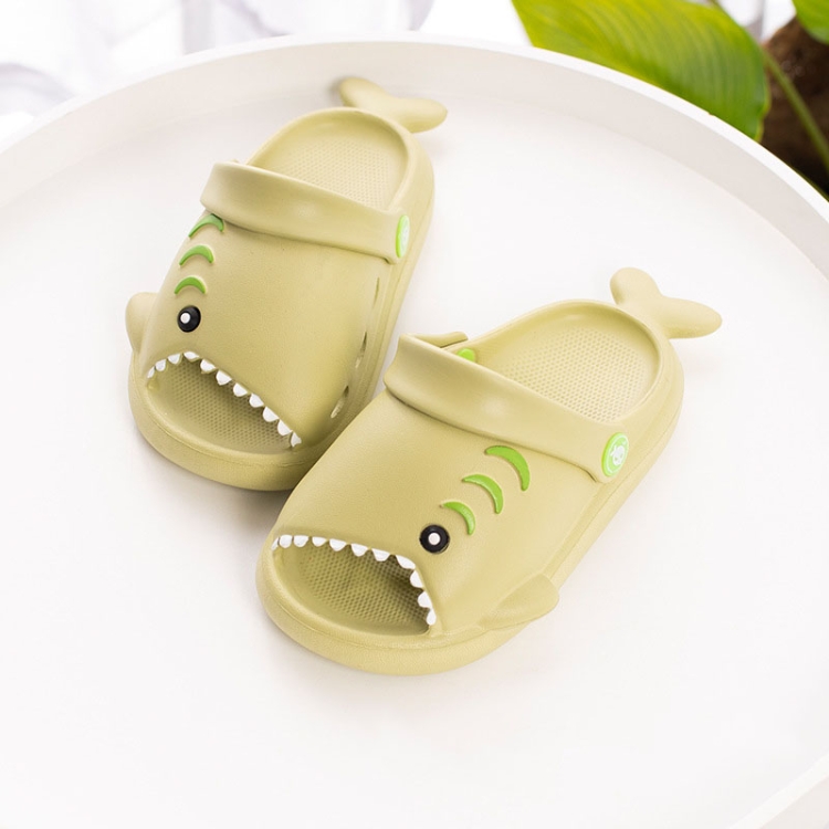 EVA Light Bottom Non-Slip Small Shark Slippers For Children, Size: 180(Mustard Green)