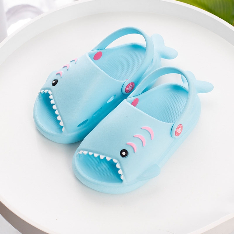 EVA Light Bottom Non-Slip Small Shark Slippers For Children, Size: 180(Sky Blue)