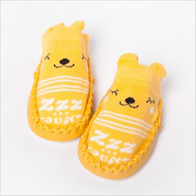 Fashion Baby Socks With Rubber Soles Infant Sock Newborn Autumn Winter Children Floor Socks Shoes Anti Slip Soft Sole Sock(525 yellow)