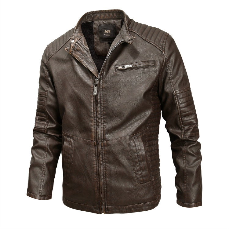 Fashionable Men Leather Jacket (Color:Coffee Size:XXL)