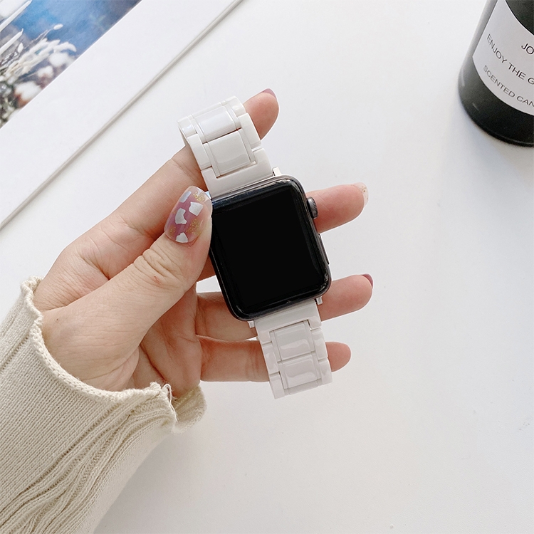 Five Beads Ceramic Steel Watch Band For Apple Watch Ultra 49mm&Watch Ultra 2 49mm / Series 9&8&7 45mm / SE 3&SE 2&6&SE&5&4 44mm / 3&2&1 42mm(White)