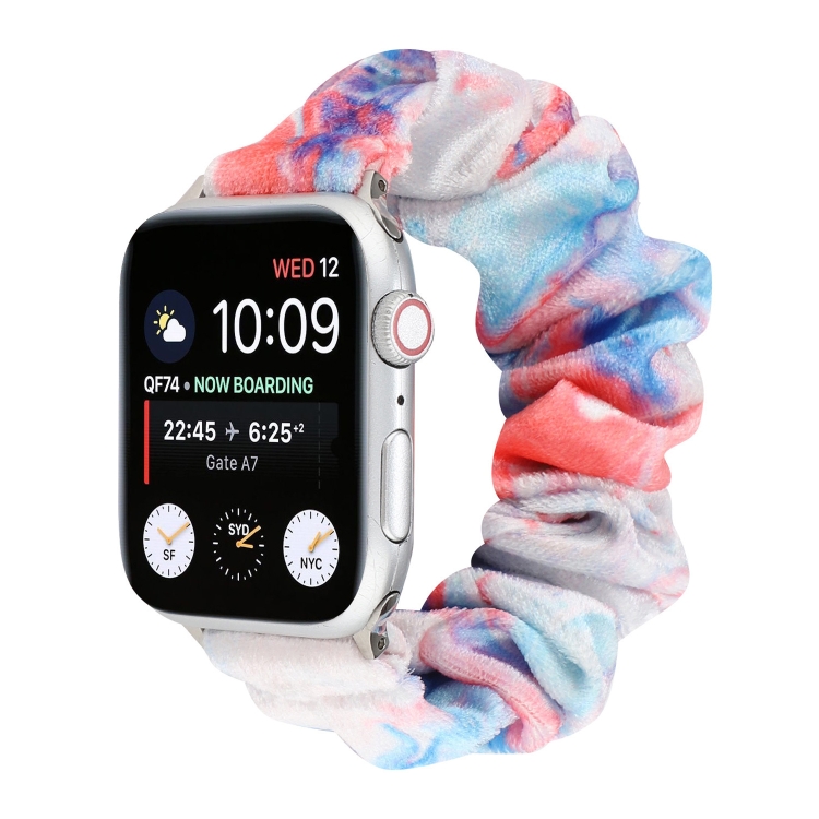 Flannel Hair Ring Strap Watch Band For Apple Watch Series 9&8&7 41mm / SE 3&SE 2&6&SE&5&4 40mm / 3&2&1 38mm(12)