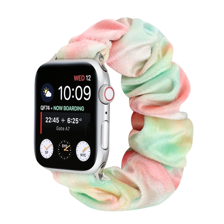 Flannel Hair Ring Strap Watch Band For Apple Watch Series 9&8&7 41mm / SE 3&SE 2&6&SE&5&4 40mm / 3&2&1 38mm(13)