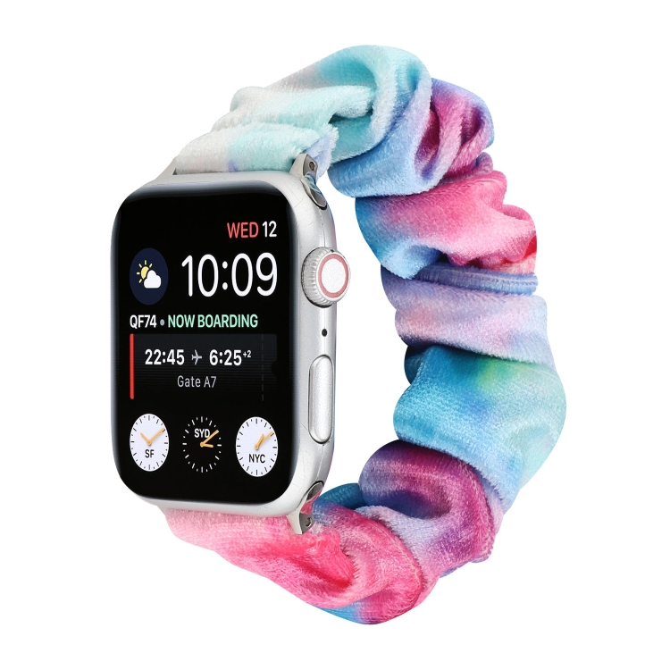 Flannel Hair Ring  Strap Watch Band For Apple Watch Series 9&8&7 41mm / SE 3&SE 2&6&SE&5&4 40mm / 3&2&1 38mm(20)