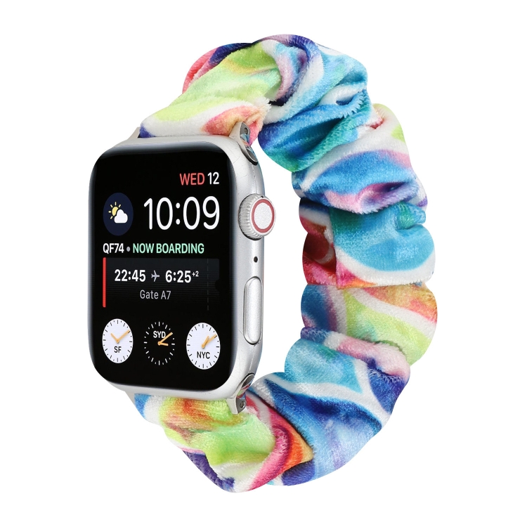 Flannel Hair Ring Strap Watch Band For Apple Watch Series 9&8&7 41mm / SE 3&SE 2&6&SE&5&4 40mm / 3&2&1 38mm(4)