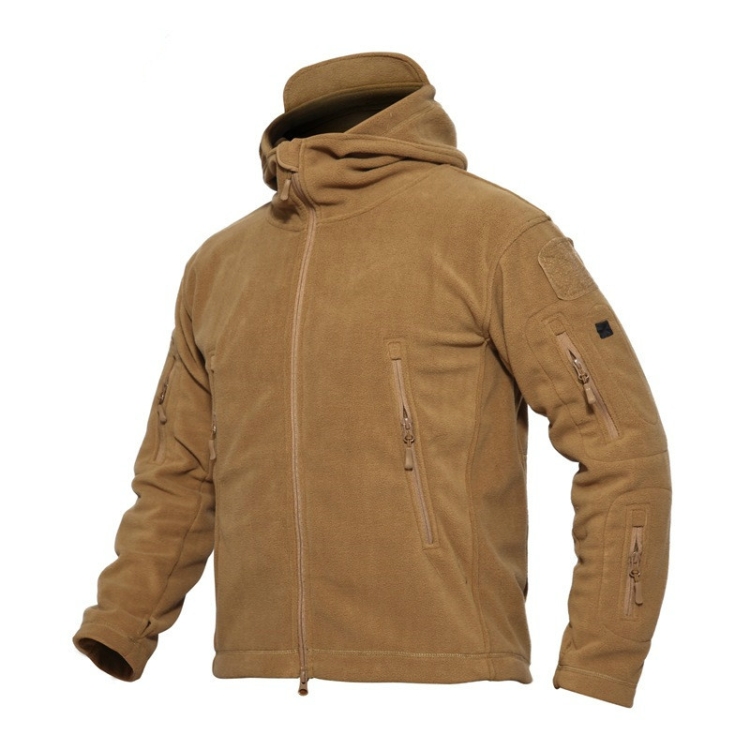Fleece Warm Men Thermal Breathable Hooded Coat, Size:L (Brown)