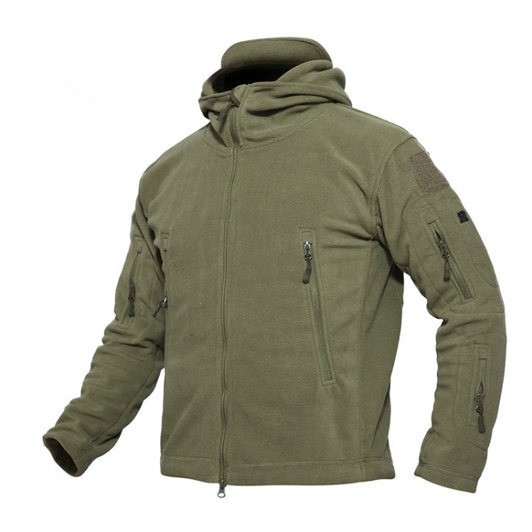 Fleece Warm Men Thermal Breathable Hooded Coat(Green)