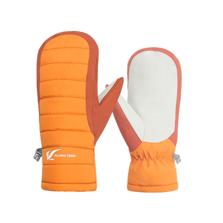 FLYING TERN 307 Outdoor Sports Fleece Waterproof Wear-resistant Children Gloves(Orange)