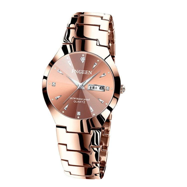 FNGEEN 5808 Men Fashion Steel Strap Quartz Watch Couple Watch(Brown Steel Coffee Surface)