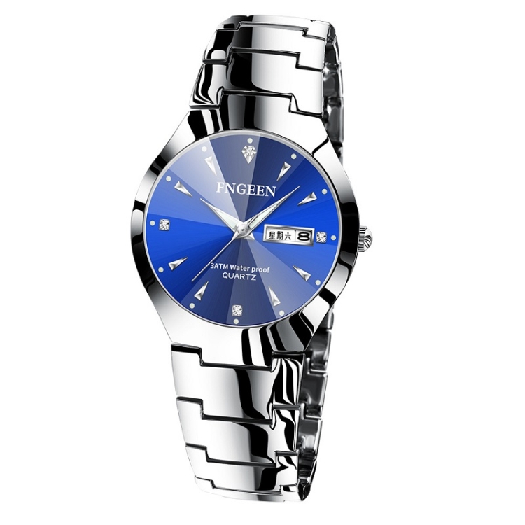 FNGEEN 5808 Men Fashion Steel Strap Quartz Watch Couple Watch(Stainless Steel Blue Surface)