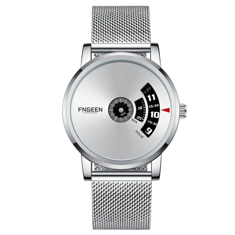FNGEEN S230 Men Non-Pointer Quartz Watch(White Mash White Steel White Surface)