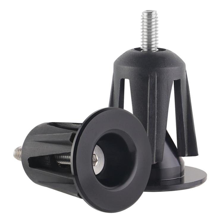 For 22-24mm Handlebar 1pair Bicycle Expanding Locking Aluminum Alloy Bar End Plug Cycling Accessories(Black)