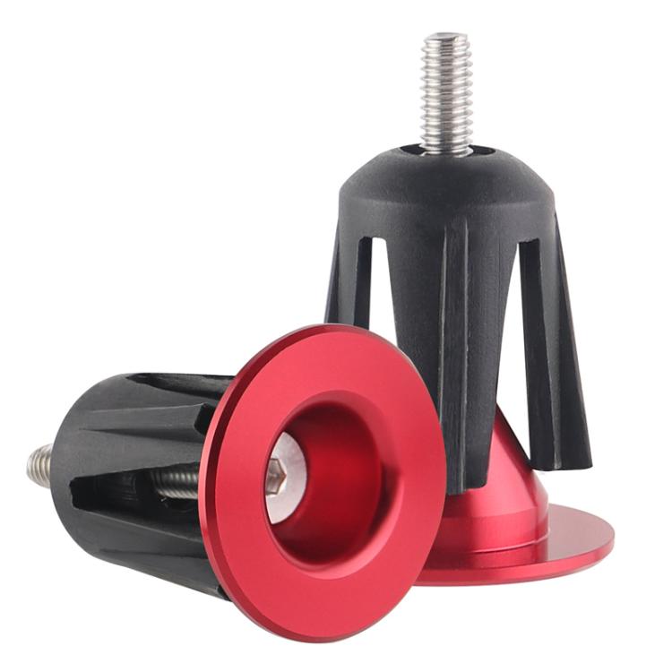 For 22-24mm Handlebar 1pair Bicycle Expanding Locking Aluminum Alloy Bar End Plug Cycling Accessories(Red)
