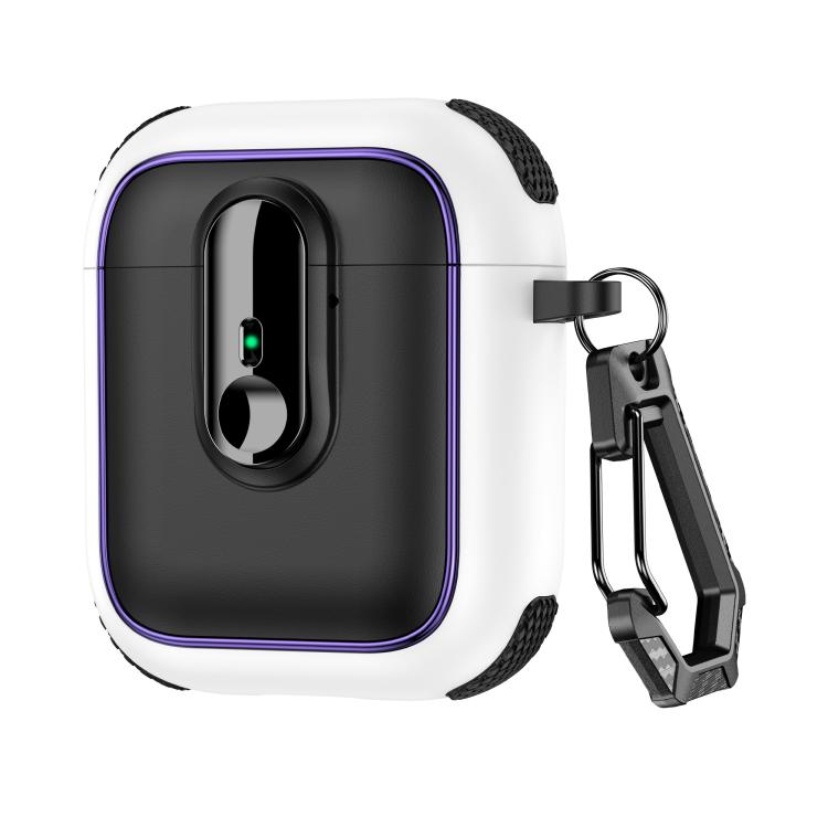 For AirPods 1 / 2 Armor Magnetic Wireless Earphones Case with Security Lock(Black White)