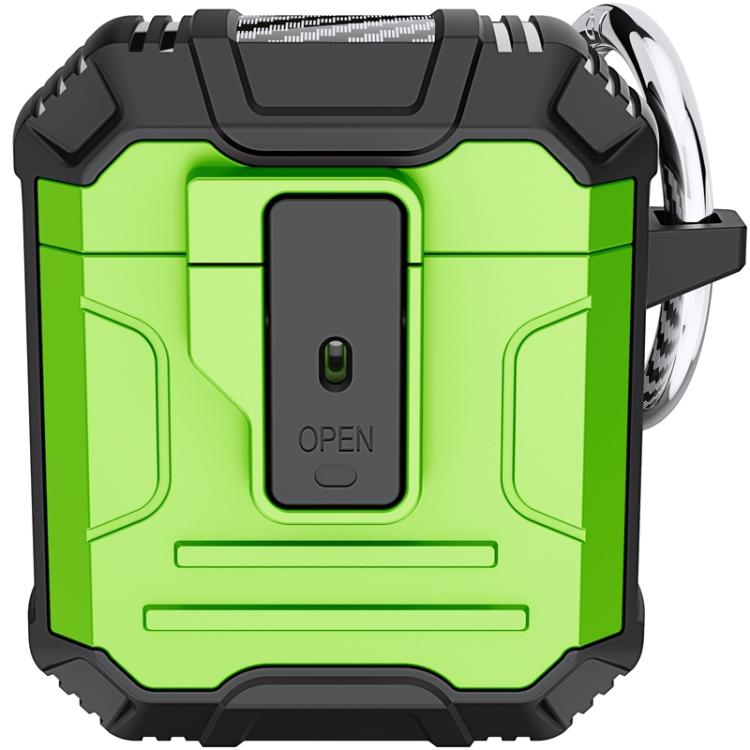 For AirPods 1 / 2 Non-slip TPU+PC Shockproof Earphones Case with Hook(Mint Green)