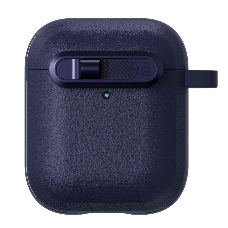 For AirPods 1 & 2 Starry Texture Lock Buckle Shockproof Earphones Case(Dark Blue)