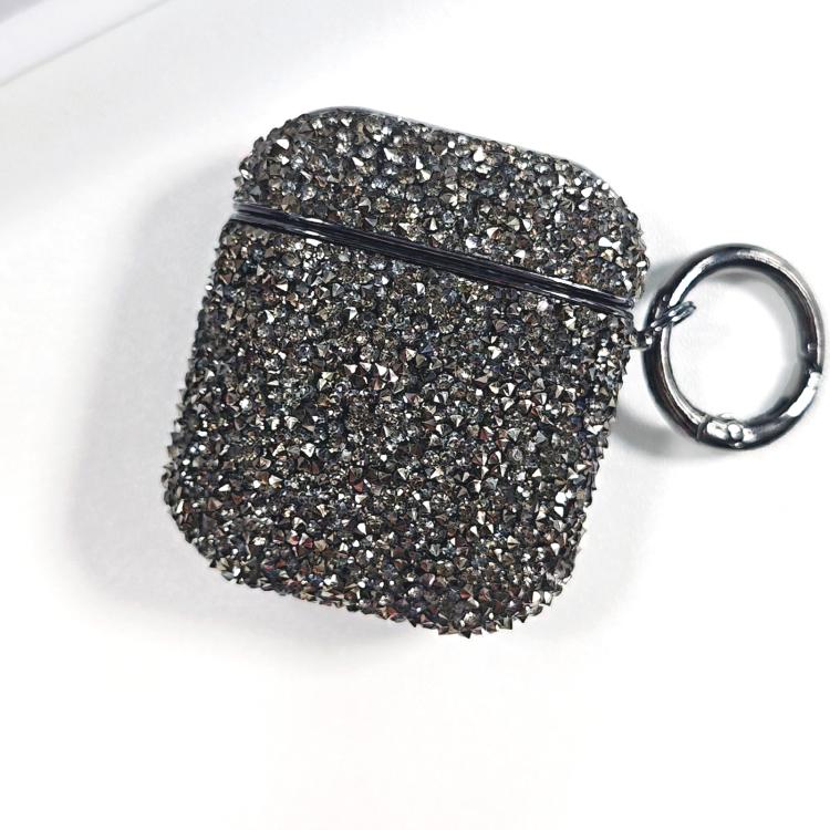 For AirPods 2 / 1 Electroplating Glitter Diamond Wireless Earphone Protective Case(Black)