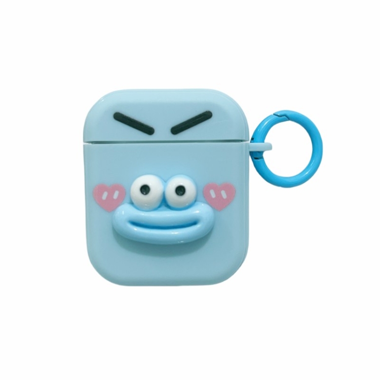 For AirPods 2 / 1 Fresh 3D Emoticon Pattern Skin Feel Earbuds Box PC Case(Blue)