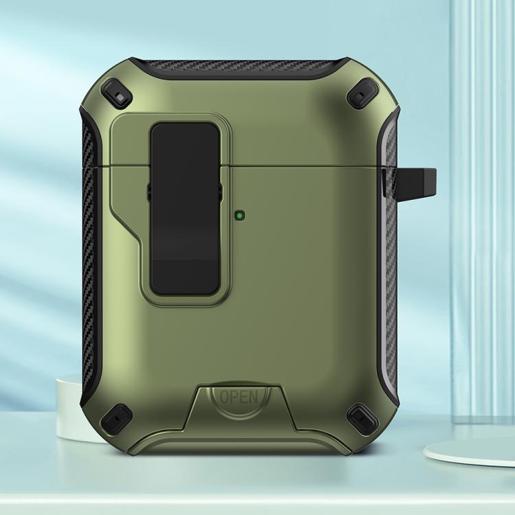 For AirPods 2 / 1 Wireless Bluetooth Earphones MagSafe Holder Protective Case(Green)