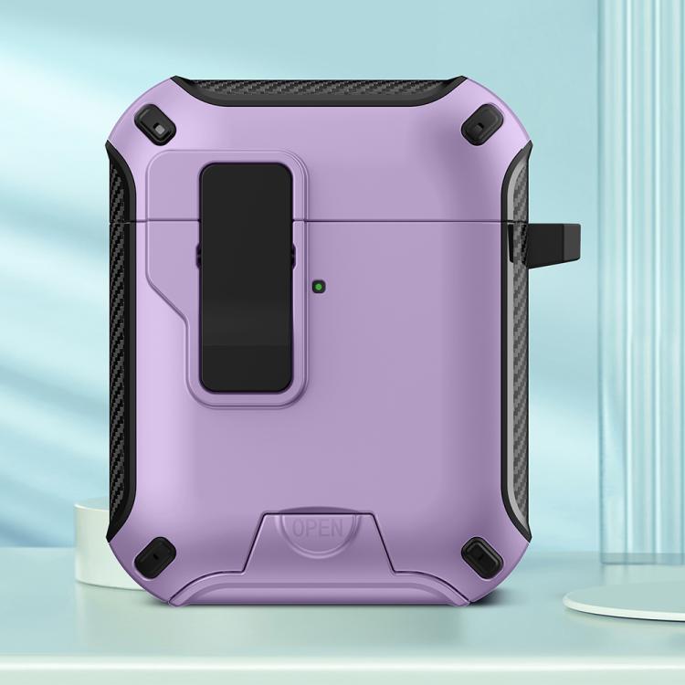 For AirPods 2 / 1 Wireless Bluetooth Earphones MagSafe Holder Protective Case(Purple)