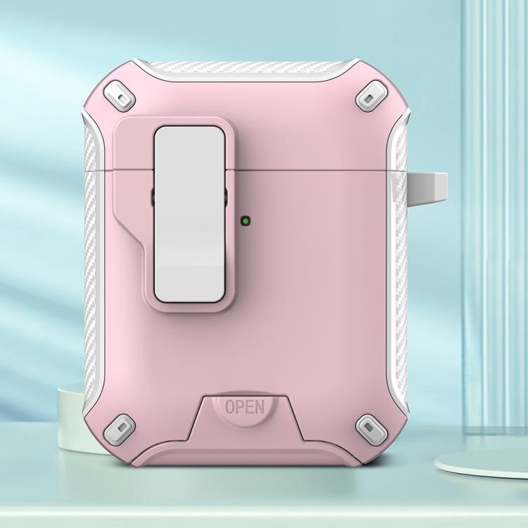 For AirPods 2 / 1 Wireless Bluetooth Earphones MagSafe Holder Protective Case(White Pink)
