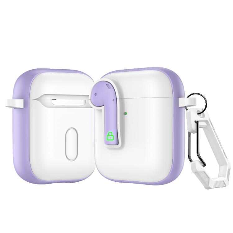 For AirPods 2 Colorful Lock Earphones Protective Case(Purple)