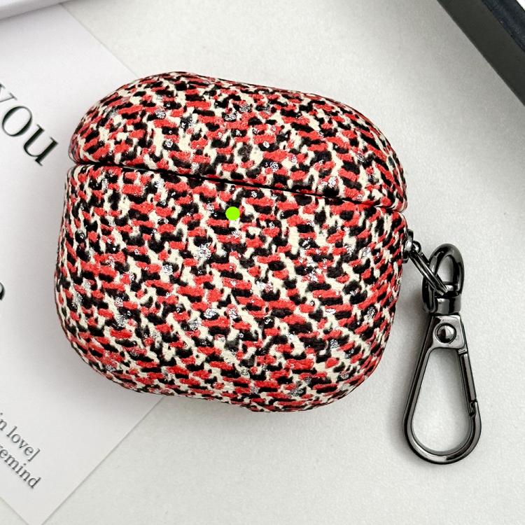For AirPods 3 Camouflage Texture Earbuds Box PC Case with Hook(Red)