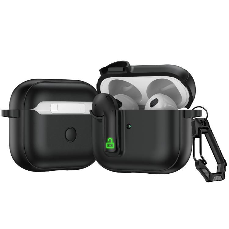 For AirPods 3 Colorful Lock Earphones Protective Case(Black)