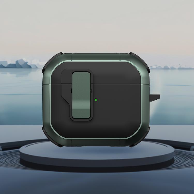 For AirPods 3 Starship Wireless Earphones Case with Magnetic Switch(Black Green)