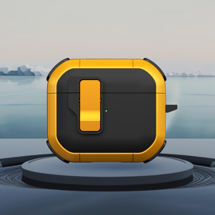 For AirPods 3 Starship Wireless Earphones Case with Magnetic Switch(Black Yellow)