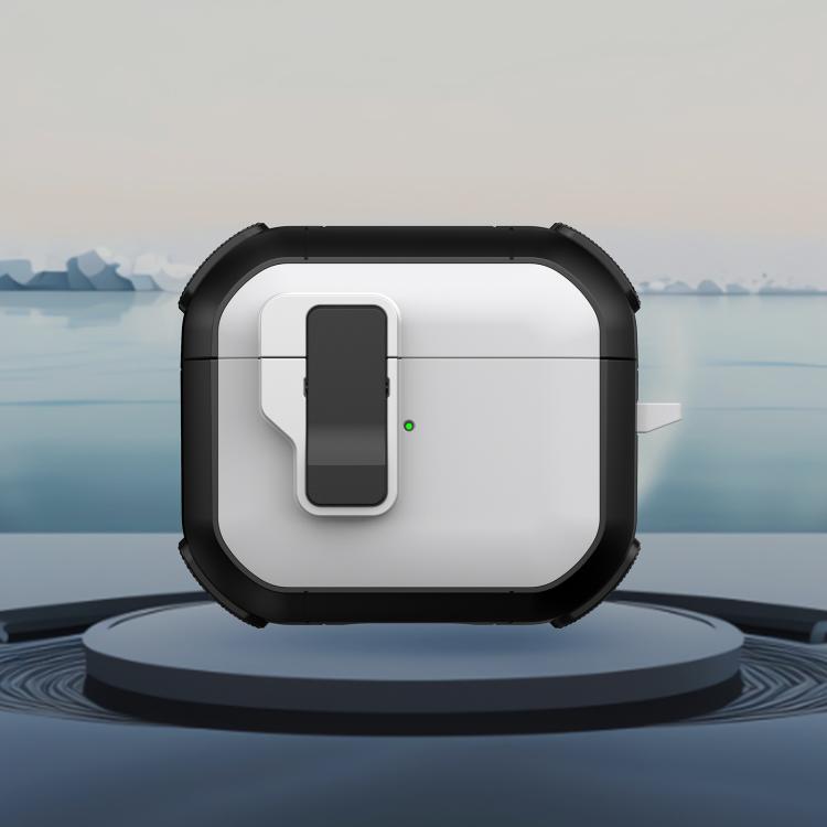 For AirPods 3 Starship Wireless Earphones Case with Magnetic Switch(White Black)