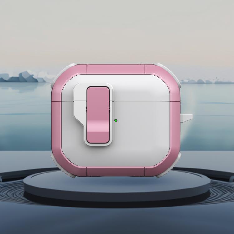 For AirPods 3 Starship Wireless Earphones Case with Magnetic Switch(White Pink)