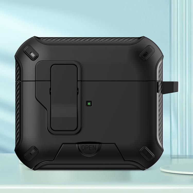For AirPods 3 Wireless Bluetooth Earphones MagSafe Holder Protective Case(Black)