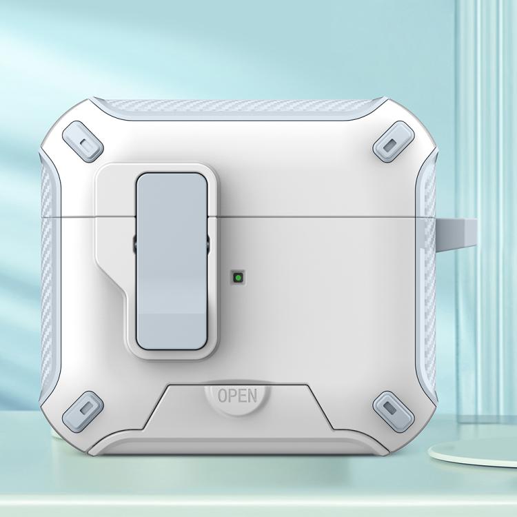 For AirPods 3 Wireless Bluetooth Earphones MagSafe Holder Protective Case(White Light Blue)