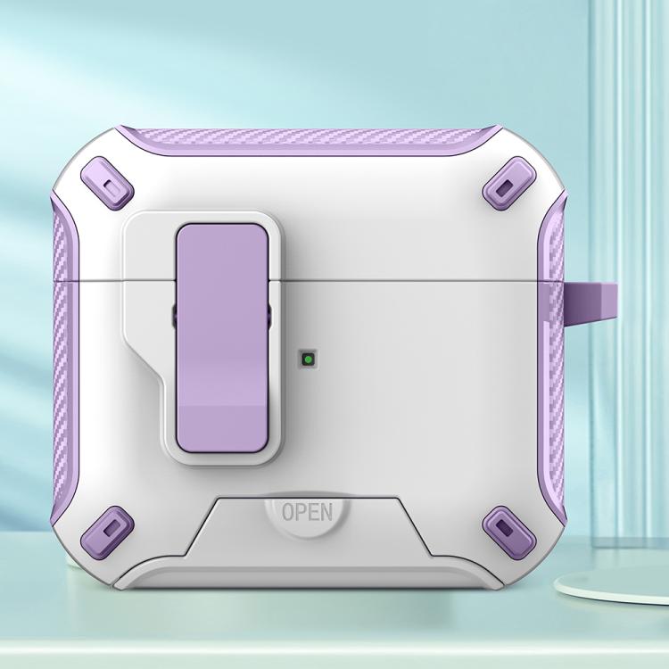 For AirPods 3 Wireless Bluetooth Earphones MagSafe Holder Protective Case(White Purple)