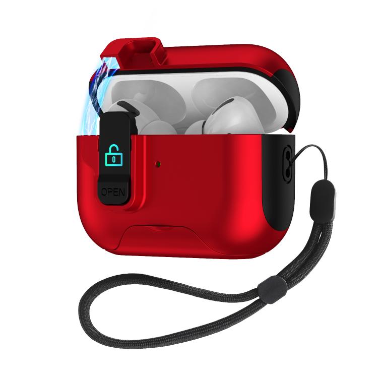 For AirPods Pro 3 Automatic Pop-up Cover Holder Earphone Case with Switch Lock(Red)