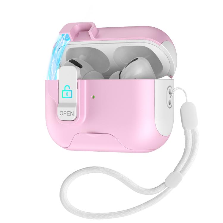 For AirPods Pro 3 Automatic Pop-up Cover Holder Earphone Case with Switch Lock(White Pink)