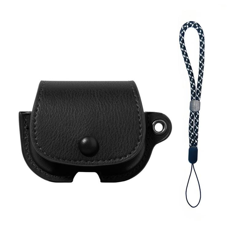 For AirPods Pro 3 Backpack Style PU Leather Earphone Protective Case with Lanyard(Black)