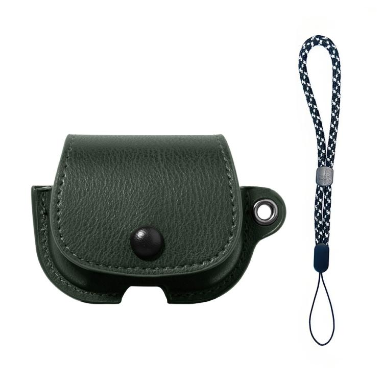 For AirPods Pro 3 Backpack Style PU Leather Earphone Protective Case with Lanyard(Green)